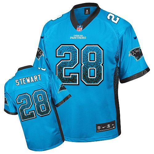 Nike Panthers #28 Jonathan Stewart Blue Alternate Men's Stitched NFL Elite Drift Fashion Jersey